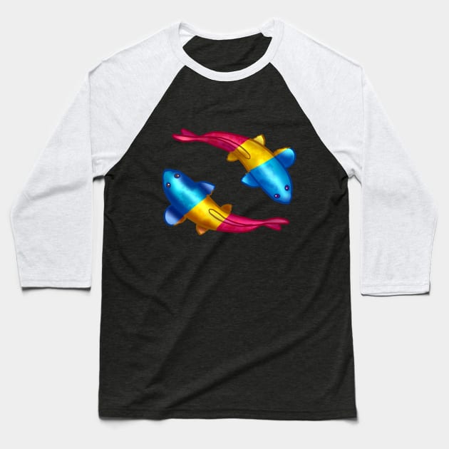 Pansexual LGBTQ Koi Fish Baseball T-Shirt by YouAreValid